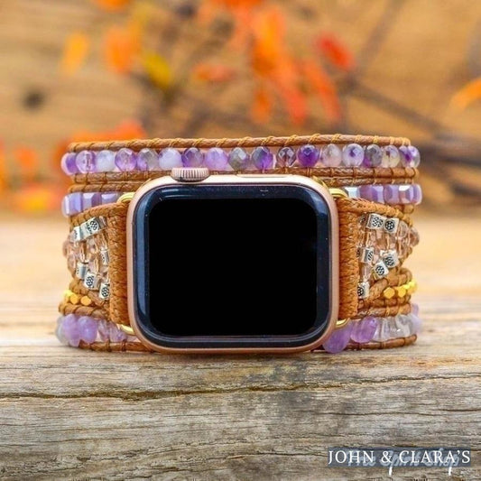 Natural Amethyst Beaded Apple Watch Band