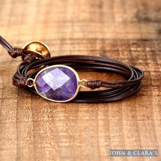 Natural Amethyst Gemstone Rope Wrap Bracelet