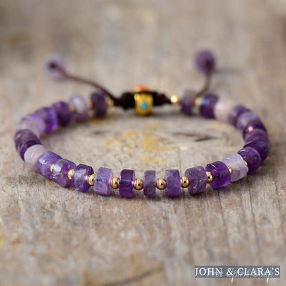 Natural Amethyst Bead Adjustable Bracelet