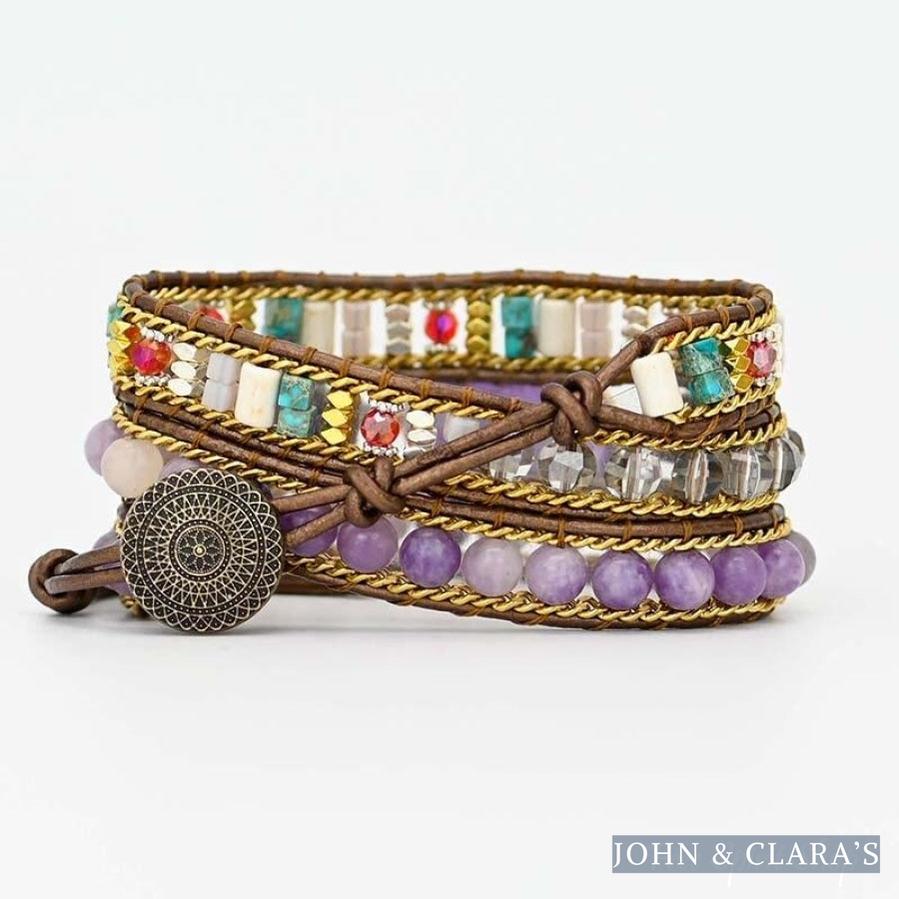 Natural Amethyst Heart Wrap Bracelet