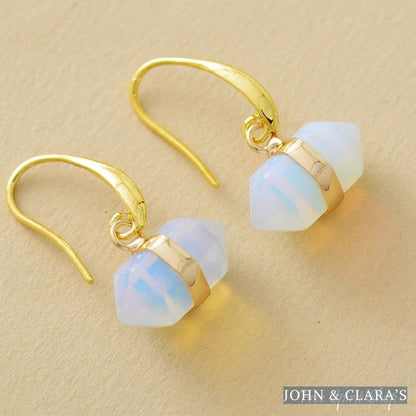 Natural Amethyst Hexagonal Earrings