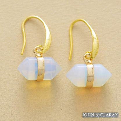 Natural Amethyst Hexagonal Earrings