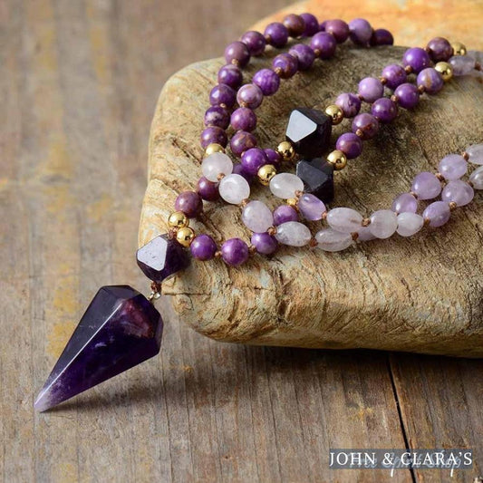 Natural Amethyst & Purple Jasper Beaded Necklace