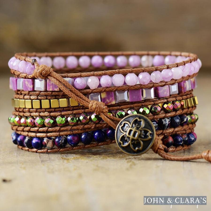 Natural Amethyst & Purple Quartz Wrap Bracelet