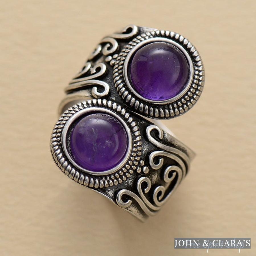 Natural Amethyst  Antique Ring