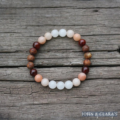Natural Aventurine Carnelian and Brown Onyx Bead Bracelet