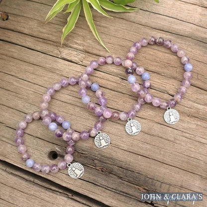 Natural Bright Amethyst & Aquamarine Buddha Bracelet