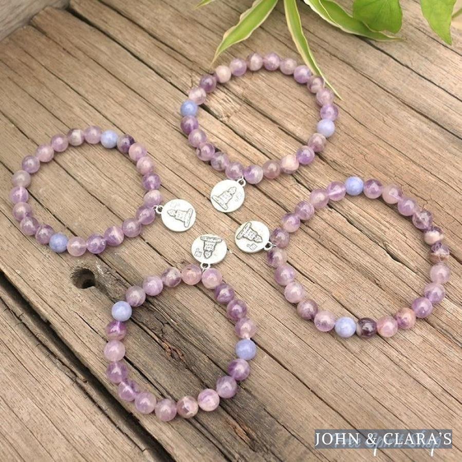 Natural Bright Amethyst & Aquamarine Buddha Bracelet