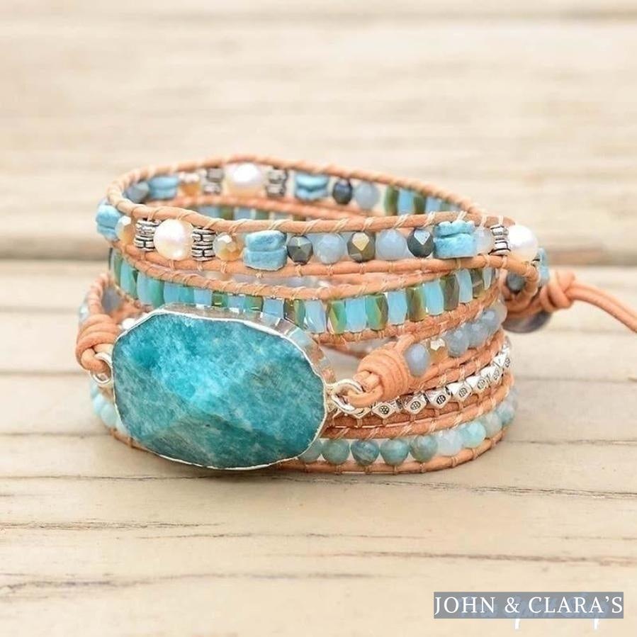 Natural Calming Amazonite Bead Wrap Bracelet