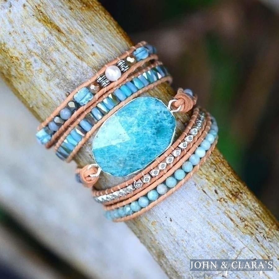 Natural Calming Amazonite Bead Wrap Bracelet