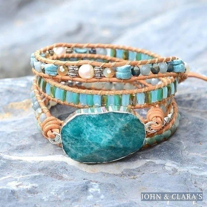 Natural Calming Amazonite Bead Wrap Bracelet