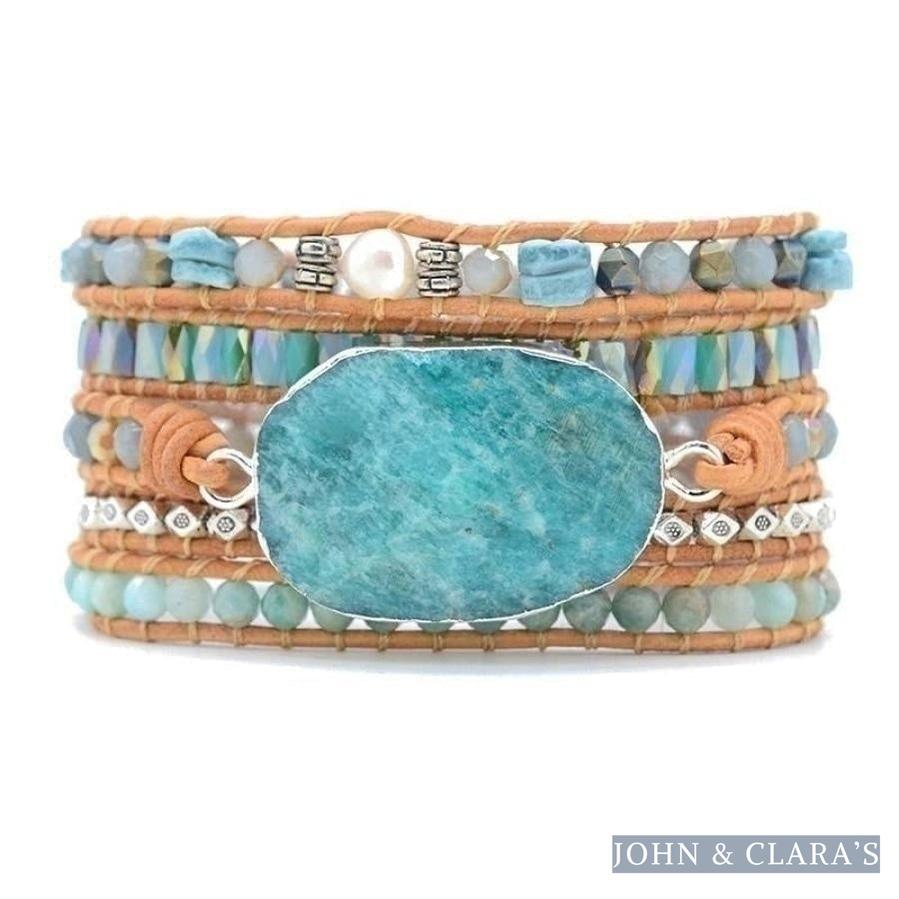Natural Calming Amazonite Bead Wrap Bracelet