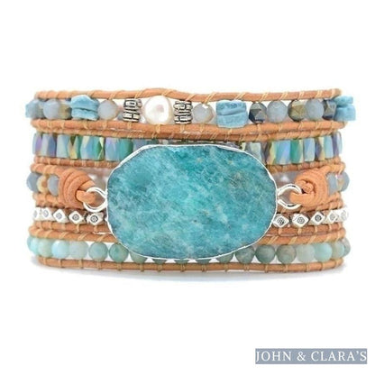 Natural Calming Amazonite Bead Wrap Bracelet
