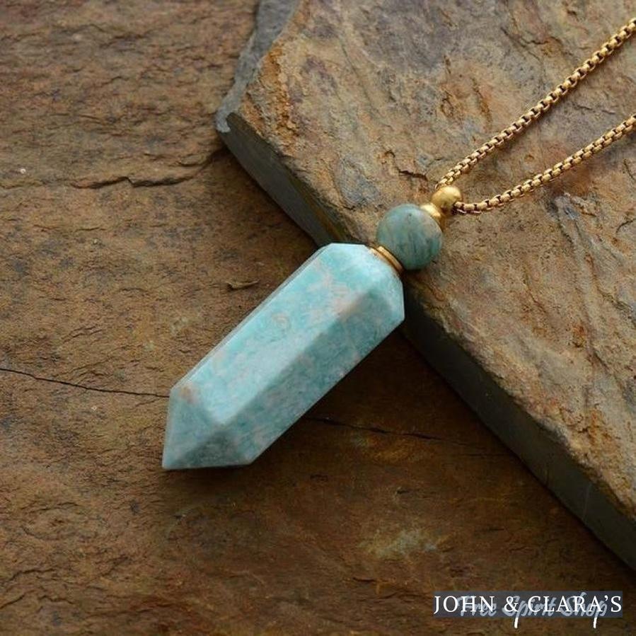 Natural Crystal Perfume Bottle Necklace