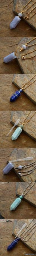 Natural Crystal Perfume Bottle Necklace