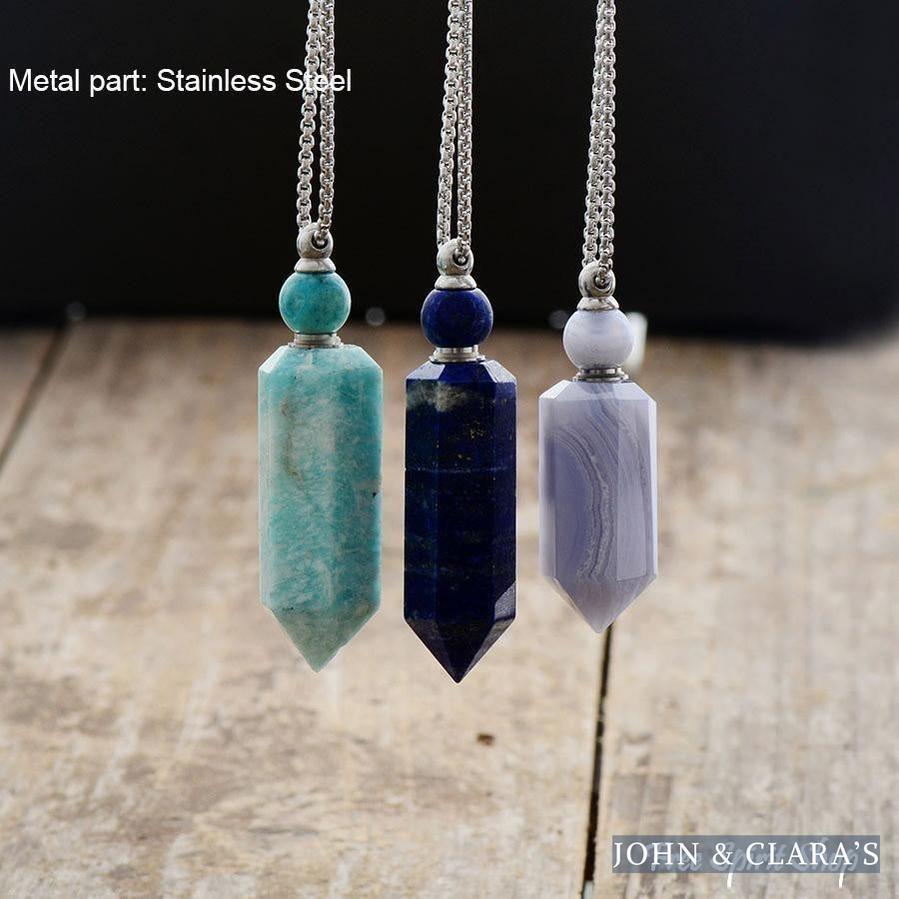 Natural Crystal Perfume Bottle Necklace