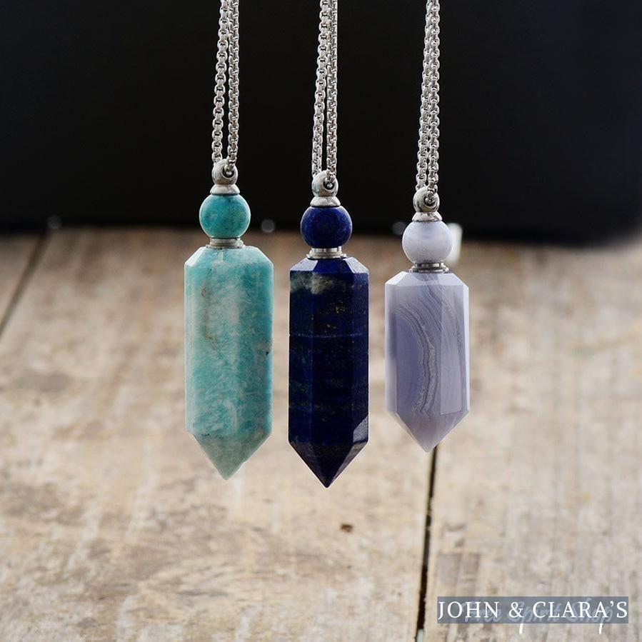 Natural Crystal Perfume Bottle Necklace
