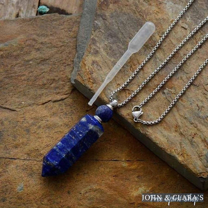 Natural Crystal Perfume Bottle Necklace