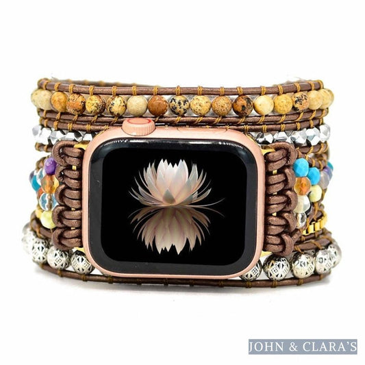Natural Earthy Jasper Beaded Apple Watch Band