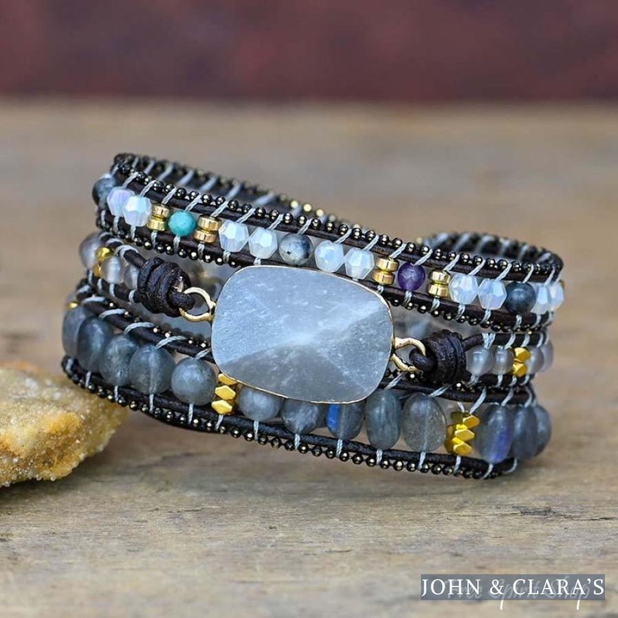 Natural Gray Quartz Wrap Bracelet