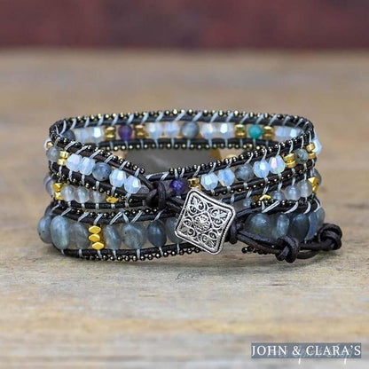 Natural Gray Quartz Wrap Bracelet