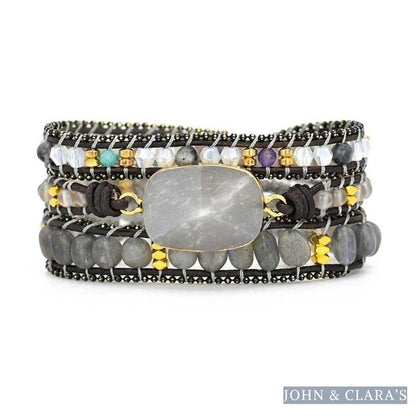 Natural Gray Quartz Wrap Bracelet