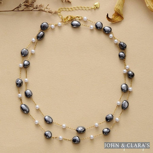 Natural Hematite & Pearl Bead Necklace