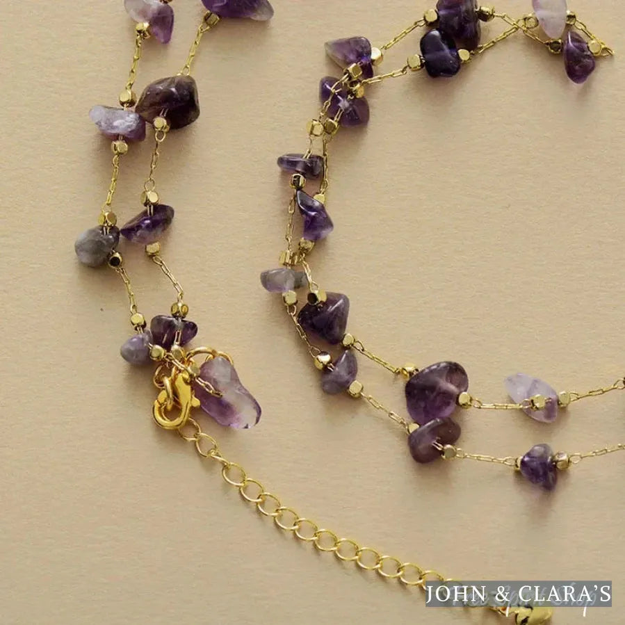Natural Irregular Amethyst Chain Multi-Layer Necklace