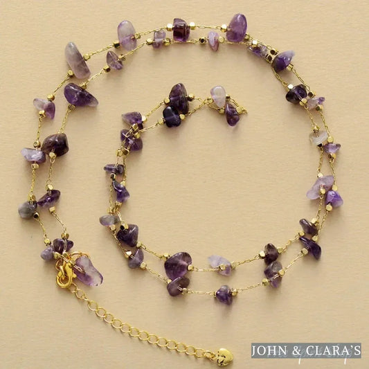 Natural Irregular Amethyst Chain Multi-Layer Necklace
