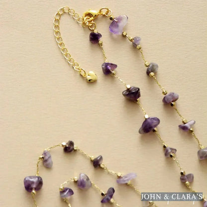 Natural Irregular Amethyst Chain Multi-Layer Necklace
