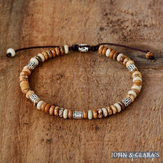 Natural Jasper Disc Beaded Bracelet