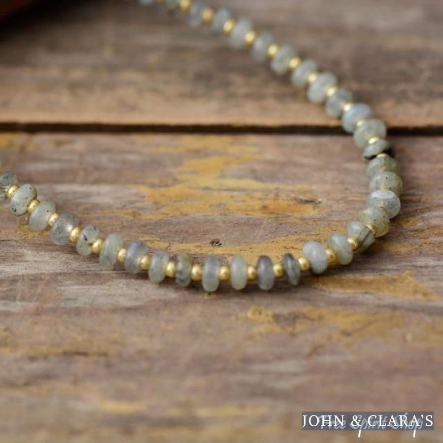 Natural Jasper & Labradorite Stone Bead Choker Necklace