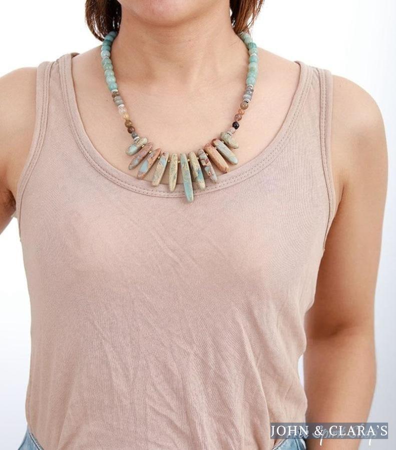 Natural Jasper & Mix Gemstone Beaded Necklace