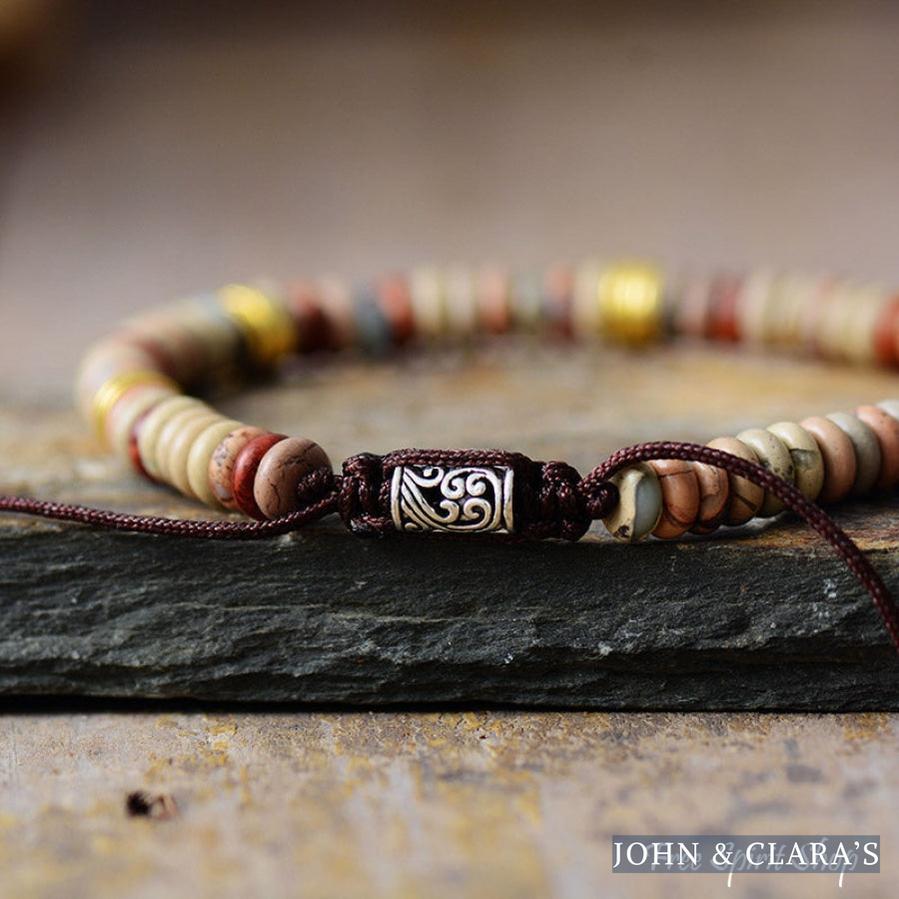 Natural King Jasper Flat Bead Bracelet