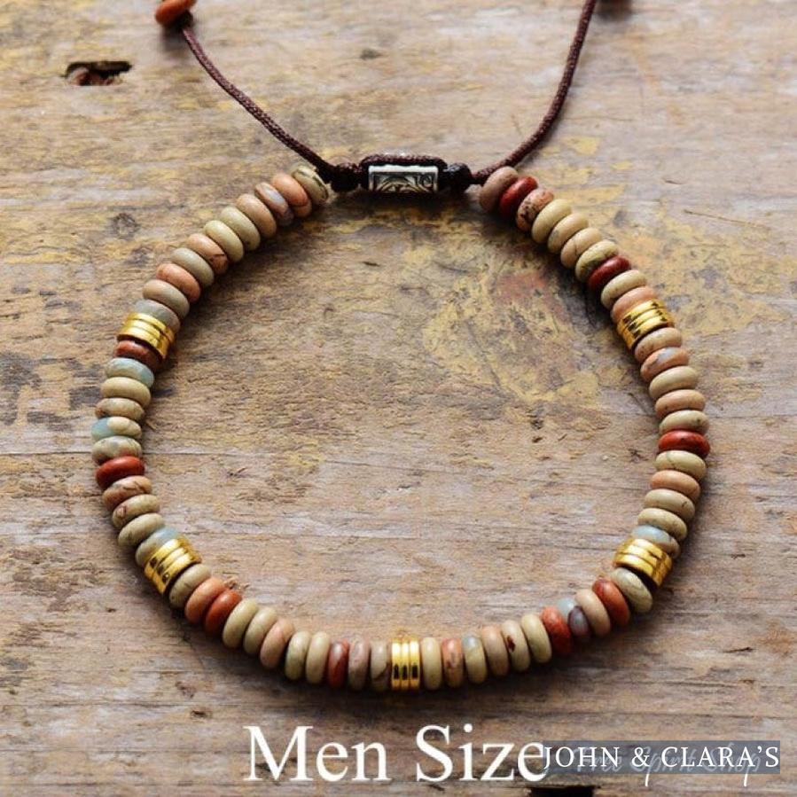 Natural King Jasper Flat Bead Bracelet