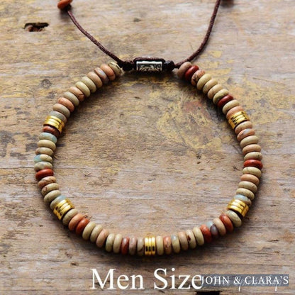 Natural King Jasper Flat Bead Bracelet