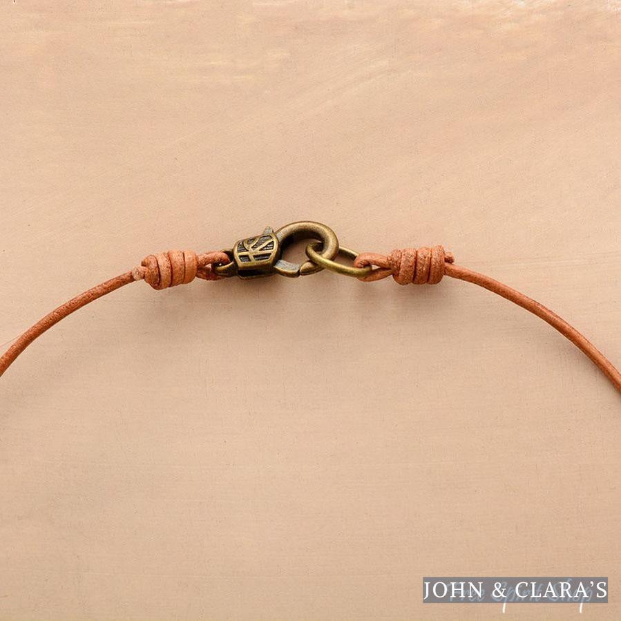 Natural Labradorite Amazonite & Pyrite Stone Leather Necklace