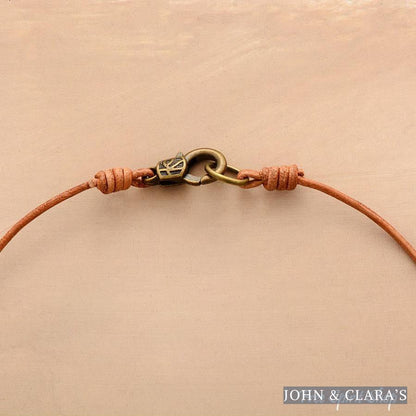 Natural Labradorite Amazonite & Pyrite Stone Leather Necklace