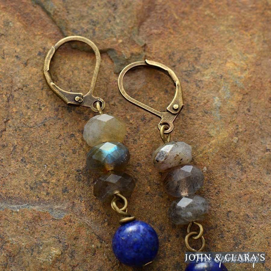 Natural Labradorite & Lapis Lazuli Earrings