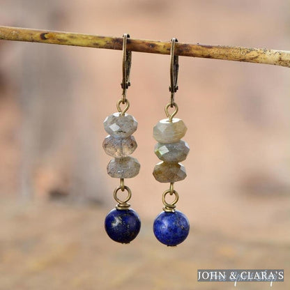 Natural Labradorite & Lapis Lazuli Earrings