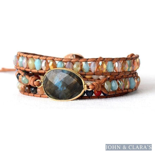 Natural Labradorite & Mix Gemstone Beads Wrap Bracelet