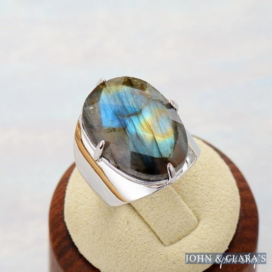 Natural Labradorite Cuff Ring