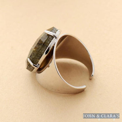 Natural Labradorite Cuff Ring