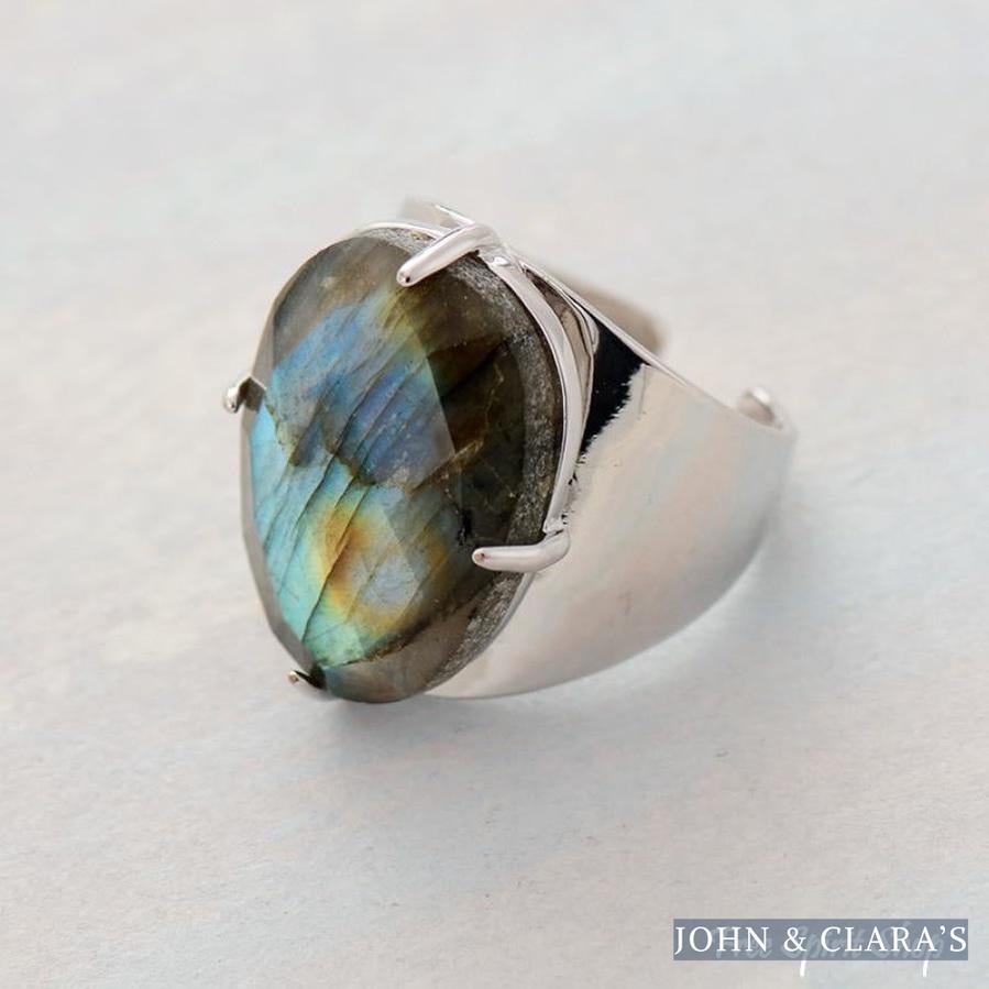 Natural Labradorite Cuff Ring