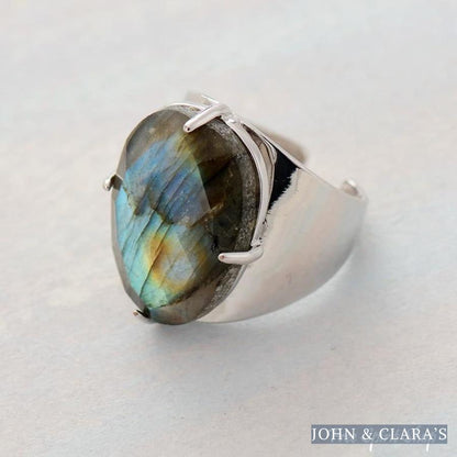 Natural Labradorite Cuff Ring