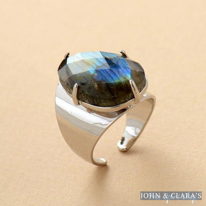 Natural Labradorite Cuff Ring