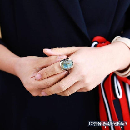 Natural Labradorite Cuff Ring