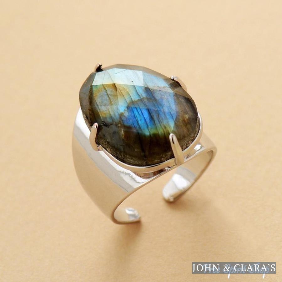 Natural Labradorite Cuff Ring