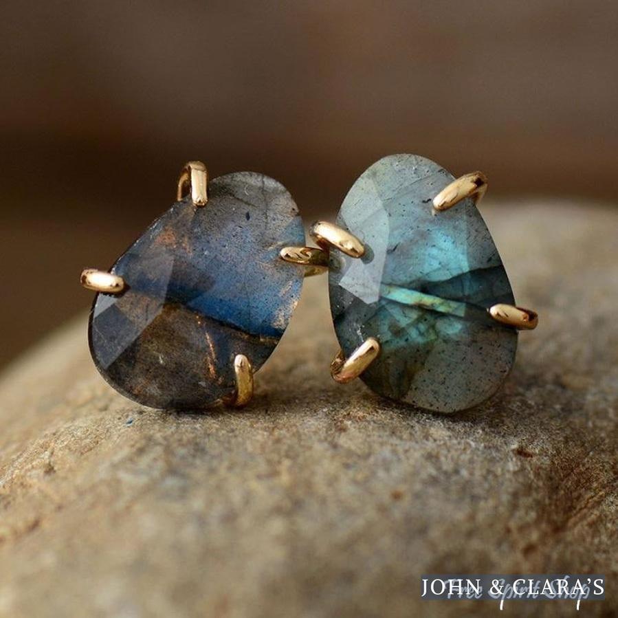 Natural Labradorite Stud Earrings