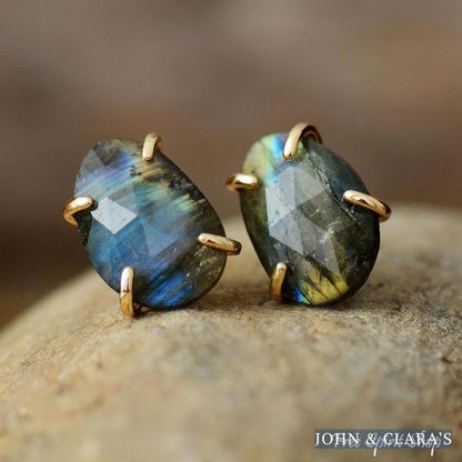 Natural Labradorite Stud Earrings